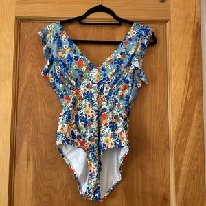 Anthropologie floral pattern one piece bathing suit